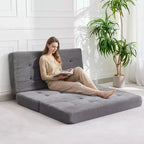 Matelas pliable en mousse 75x54,3 6 à trois volets, matelas d'appoint de sol pour canapé-lit en velours côtelé capitonné, portable et de soutien pour la maison et le camping