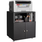 Heavy Duty Mobile Metal Printer Cabinet with 2 Doors & Storage Shelf, Under Desk Printer Stand, Rolling File Cabinet for Home Office,Garage, Workshop