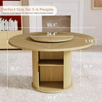 Table à manger ronde rotative MooxvMoo 55 avec étagère de rangement à double couche et portes, table en bois avec plateau rotatif pour salon, restaurant, naturel