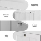 Meuble de rangement étroit pour linge sale FurnitureR avec panier inclinable et porte de rangement, organiseur de salle de bain étroit avec panier amovible en MDF blanc