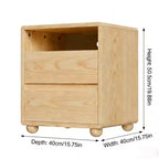 Table de chevet GDFStudio Phyllis en bois d'hévéa avec 2 tiroirs, station de recharge et étagères