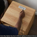 Table de chevet GDFStudio Phyllis en bois d'hévéa avec 2 tiroirs, station de recharge et étagères