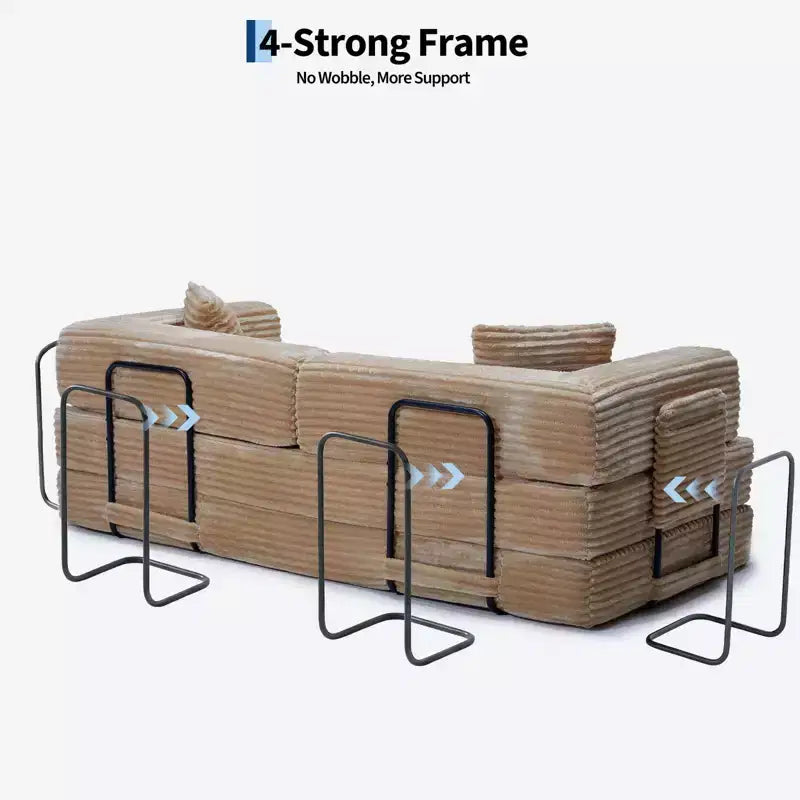 Canapé-lit de 205 cm, canapé-lit convertible 5 en 1, canapé-lit pliant en velours côtelé pour salon, chambre, appartement et dortoir