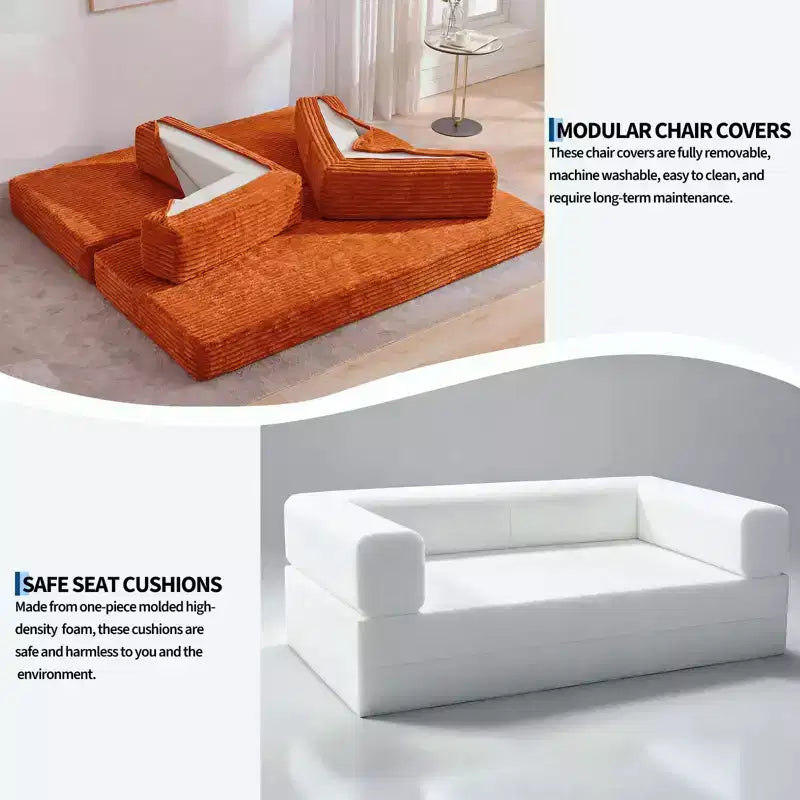 Canapé-lit de 205 cm, canapé-lit convertible 5 en 1, canapé-lit pliant en velours côtelé pour salon, chambre, appartement et dortoir