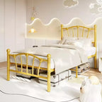 Twin Size Metal Bed Frame, Twin Bed Frames for Girls, Twin Platform Bed with Heart-Shaped Design Headboard&Footboard, No Box Spring Needed