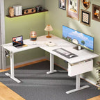 Bureau électrique debout en forme de L de 63 pouces, réglable en hauteur, de la position assise à la position debout, table d'ordinateur de coin réversible avec préréglages de mémoire, poste de travail pour bureau à domicile