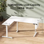 Bureau électrique debout en forme de L de 63 pouces, réglable en hauteur, de la position assise à la position debout, table d'ordinateur de coin réversible avec préréglages de mémoire, poste de travail pour bureau à domicile