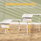 Bureau électrique debout en forme de L de 63 pouces, réglable en hauteur, de la position assise à la position debout, table d'ordinateur de coin réversible avec préréglages de mémoire, poste de travail pour bureau à domicile