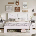 Full/Queen/King Size Platform Bed with Headboard, Farmhouse Wood Platform Bed Frame with Large Under Bed Storage