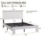 Lit plateforme double/grand lit/très grand lit avec tête de lit, cadre de lit plateforme en bois style ferme avec grand rangement sous le lit