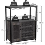 Meuble de Bar à Café et à Vins avec Porte-Bouteilles Amovible, Support à Verres, Tiroir et Porte en Maille, Buffet de Rangement pour Salle à Manger, Cuisine