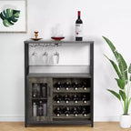 Meuble de Bar à Café et à Vins avec Porte-Bouteilles Amovible, Support à Verres, Tiroir et Porte en Maille, Buffet de Rangement pour Salle à Manger, Cuisine
