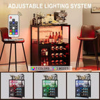 Meuble de Bar à Café et à Vins avec Porte-Bouteilles Amovible, Support à Verres, Tiroir et Porte en Maille, Buffet de Rangement pour Salle à Manger, Cuisine