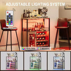 Meuble de Bar à Café et à Vins avec Porte-Bouteilles Amovible, Support à Verres, Tiroir et Porte en Maille, Buffet de Rangement pour Salle à Manger, Cuisine