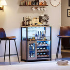 Meuble de Bar à Café et à Vins avec Porte-Bouteilles Amovible, Support à Verres, Tiroir et Porte en Maille, Buffet de Rangement pour Salle à Manger, Cuisine