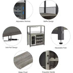 Meuble de Bar à Café et à Vins avec Porte-Bouteilles Amovible, Support à Verres, Tiroir et Porte en Maille, Buffet de Rangement pour Salle à Manger, Cuisine