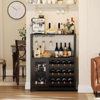 Meuble de Bar à Café et à Vins avec Porte-Bouteilles Amovible, Support à Verres, Tiroir et Porte en Maille, Buffet de Rangement pour Salle à Manger, Cuisine
