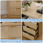 Lot de 2 tables de chevet cannelées Tables de chevet modernes avec 2 ou 3 tiroirs, meuble de rangement ouvert, poignées métalliques, coins arrondis de sécurité