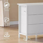 Commode noire de 160 cm de large avec 10 tiroirs en tissu, prise électrique intégrée, meuble de rangement moderne pour chambre et support TV pour vêtements et salon