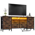 63 Wide Black Dresser with 10 Fabric Drawers, Built-in Power Outlet  Modern Bedroom Storage Chest & TV Stand for Clothes and Living Room