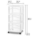 Chariot de rangement Sterilite à 3 tiroirs, Organisateur roulant moyen en plastique, Blanc, Lot de 2