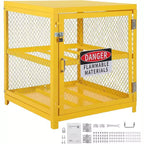 Heavy-Duty Storage Cabinet for 4 Gas Cylinders, Lockable Powder-Coated Steel Cage with Guardrails, Compact 31x30x35 Inch Propane Tank Storage