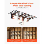 VEVOR Étagère de garage murale robuste à 2 niveaux, lot de 4 unités d'étagères murales en acier de 60 x 90 cm, 60 x 180 cm chacune, capacité de charge totale de 725 kg, noir