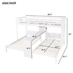 Lit superposé Whisen double/double et double avec bureau intégré et étagères de rangement, lampe de lecture, conception 3 lits en 1