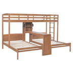 Lit superposé Whisen double/double et double avec bureau intégré et étagères de rangement, lampe de lecture, conception 3 lits en 1