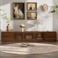 70 TV Stand with Slatted Doors, Entertainment Center with Storage Cabinets, Retro Media Console for TVs Up to 80