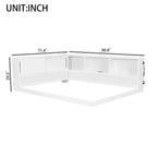 Lit de repos en bois queen size ModernLuxe avec étagères de rangement, cadre de lit plateforme moderne avec USB et LED