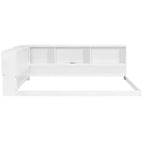 Lit de repos en bois queen size ModernLuxe avec étagères de rangement, cadre de lit plateforme moderne avec USB et LED