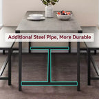 Ensemble de salle à manger compact pour 4-6 personnes, table rectangulaire en métal et bois avec 2 bancs, assemblage facile, idéal pour les appartements et les petits espaces.