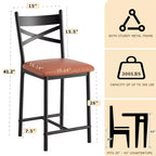 Lot de 2 tabourets de bar, chaises de bar hauteur comptoir avec dossier et coussin épais, chaises de salle à manger rembourrées, tabourets de bar pour îlot de cuisine, salle à manger