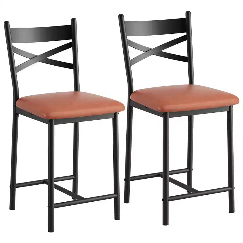 Lot de 2 tabourets de bar, chaises de bar hauteur comptoir avec dossier et coussin épais, chaises de salle à manger rembourrées, tabourets de bar pour îlot de cuisine, salle à manger