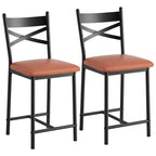 Lot de 2 tabourets de bar, chaises de bar hauteur comptoir avec dossier et coussin épais, chaises de salle à manger rembourrées, tabourets de bar pour îlot de cuisine, salle à manger