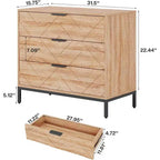 Table de chevet en bois Lantine à 3 tiroirs, table de nuit de 80 cm de large avec pieds en métal, grande table d'appoint moderne pour chambre à coucher, salon