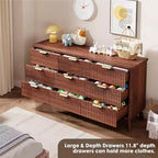 Commode moderne à 9 tiroirs pour chambre à coucher, large commode nervurée avec poignées dorées, commode en bois robuste pour salon, couloir, entrée
