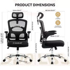 Fauteuil de bureau ergonomique à dossier haut en maille, appui-tête réglable, soutien lombaire, chaise pivotante à 360°, chaise d'ordinateur, de jeu, pour la maison ou le bureau