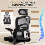 Fauteuil de bureau ergonomique à dossier haut en maille, appui-tête réglable, soutien lombaire, chaise pivotante à 360°, chaise d'ordinateur, de jeu, pour la maison ou le bureau