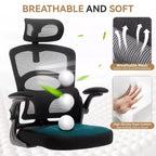 Fauteuil de bureau ergonomique à dossier haut en maille, appui-tête réglable, soutien lombaire, chaise pivotante à 360°, chaise d'ordinateur, de jeu, pour la maison ou le bureau