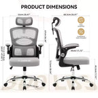 Fauteuil de bureau ergonomique à dossier haut en maille, appui-tête réglable, soutien lombaire, chaise pivotante à 360°, chaise d'ordinateur, de jeu, pour la maison ou le bureau