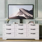 Meuble TV Acekool à 9 tiroirs avec support réglable, console multimédia pour salon ou chambre à coucher