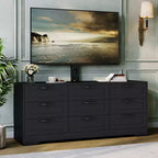Meuble TV Acekool à 9 tiroirs avec support réglable, console multimédia pour salon ou chambre à coucher