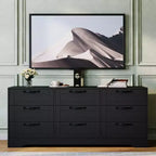 Meuble TV Acekool à 9 tiroirs avec support réglable, console multimédia pour salon ou chambre à coucher