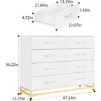 Commode haute Acekool à 8 tiroirs pour chambre et placard avec glissières à fermeture douce et dispositif anti-basculement