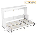 Lit escamotable ModernLuxe Queen/Full Size avec bureau et lumières LED, lit mural pliant peu encombrant avec station de recharge USB