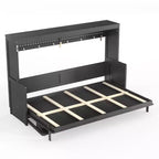 Lit escamotable ModernLuxe Queen/Full Size avec bureau et lumières LED, lit mural pliant peu encombrant avec station de recharge USB
