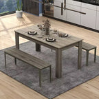 Costway Table à manger rectangulaire 63" moderne pour 6 personnes Meuble de cuisine
