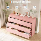 Commode à 6 tiroirs, commodes à 6 tiroirs pour le rangement des vêtements dans la chambre, commode double en bois